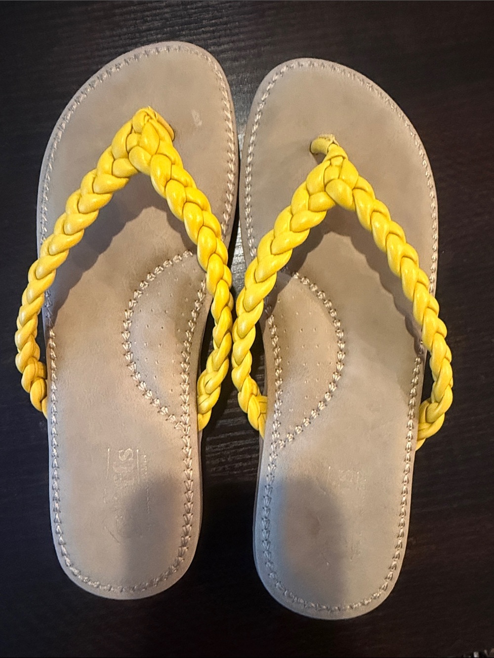 Cliffs by WHITE MOUNTAIN Yellow Braided Strap Flip Flop Sandals